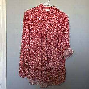 Women’s beach lunch lounge bird shirt button front size L great condition